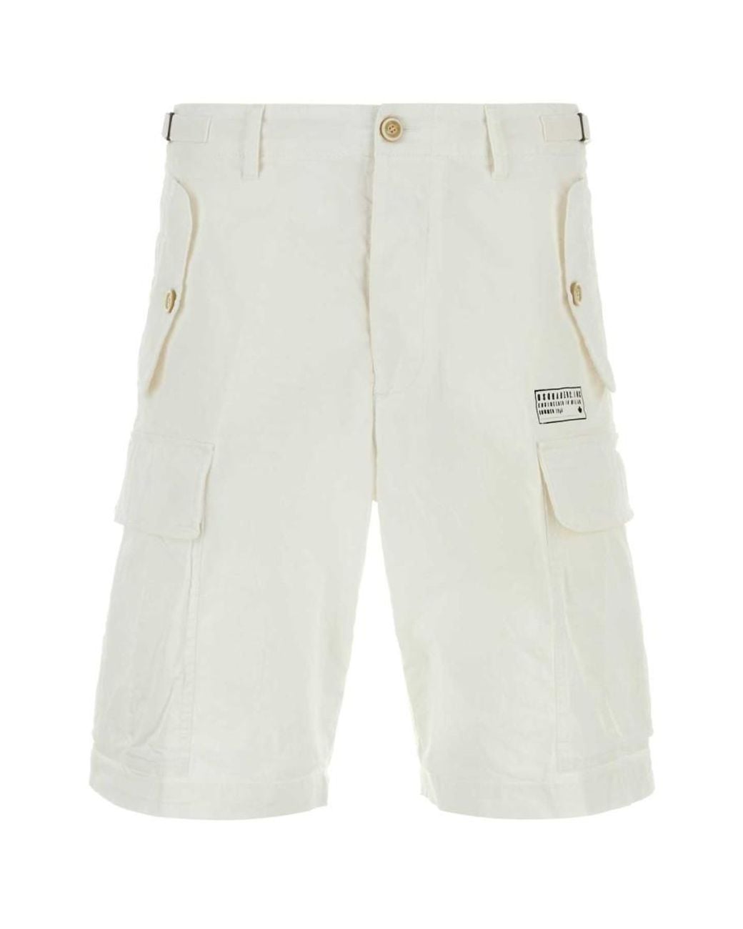 DSquared² White Stretch Cotton Utility Bermuda Shorts for men