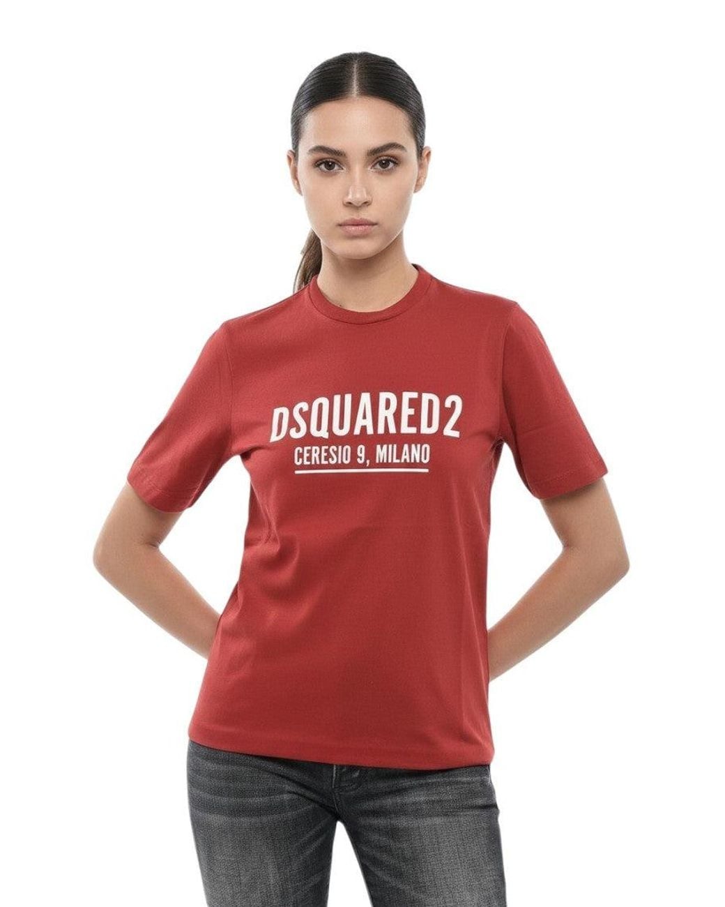 DSquared² Red Graphic Crew Neck T-Shirt
