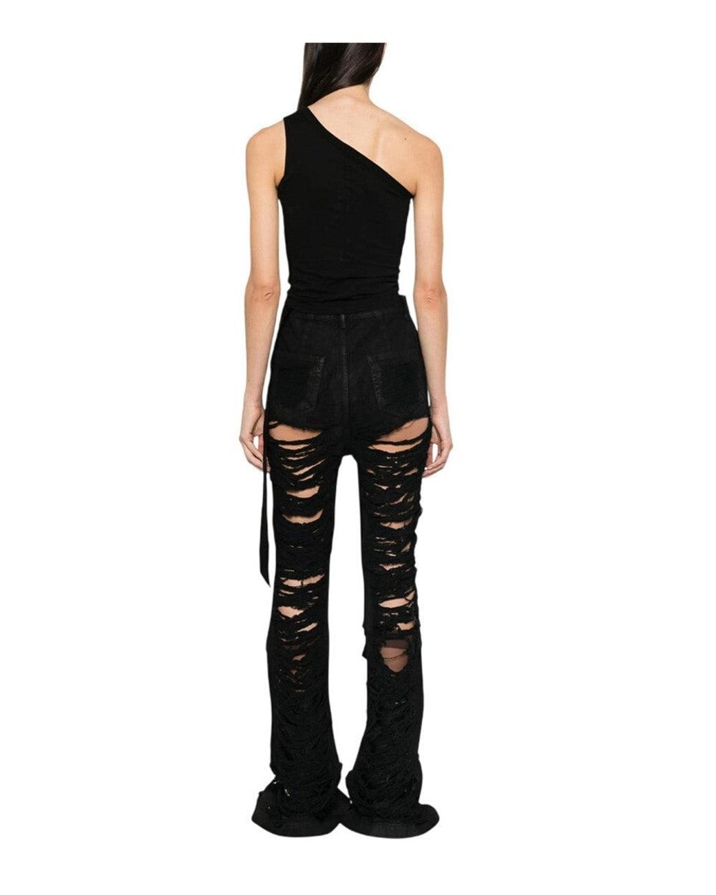 Rick Owens Black One Shoulder Top