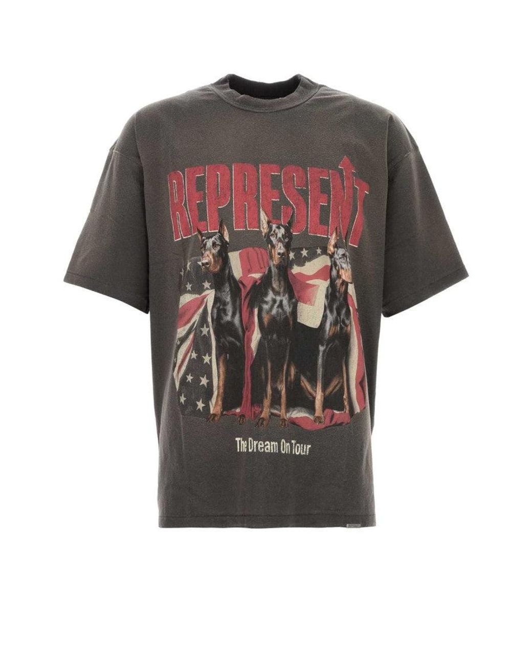 Represent Gray Crew Neck T-Shirt for men
