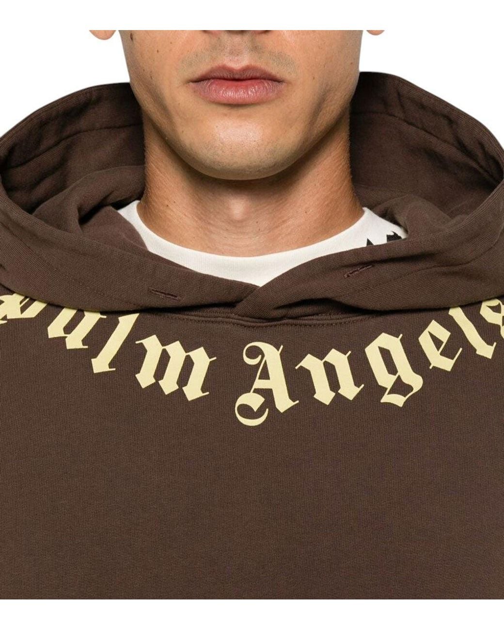 Palm Angels Brown Regular Logo Hoodie for men
