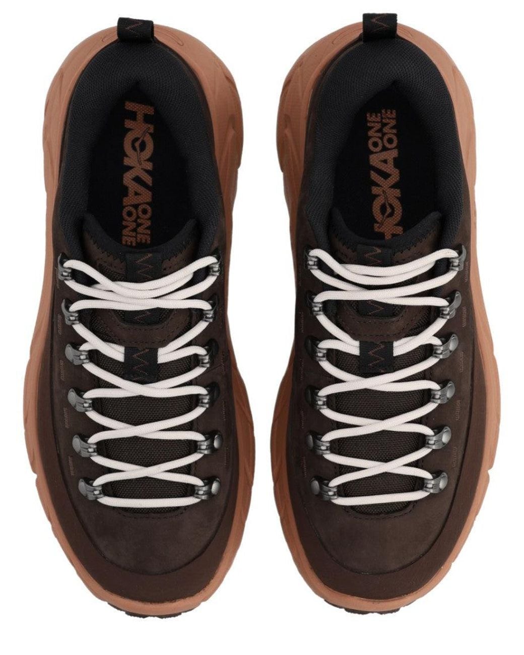 Hoka One One Brown Solid Lace Up Sneakers for men