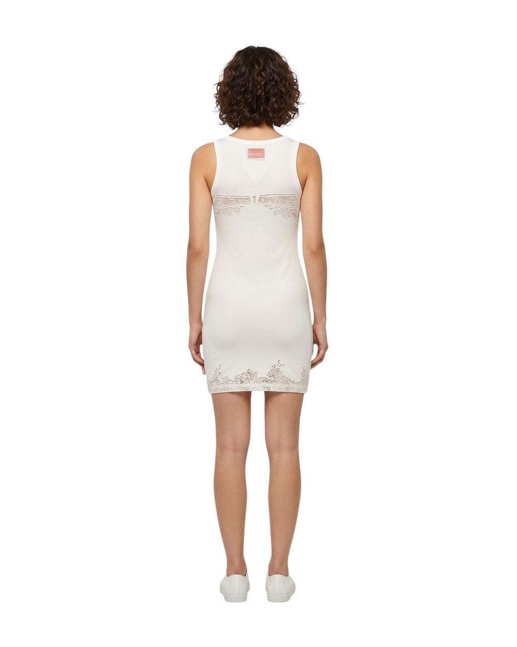 DIESEL White Round Neck Mini Dress