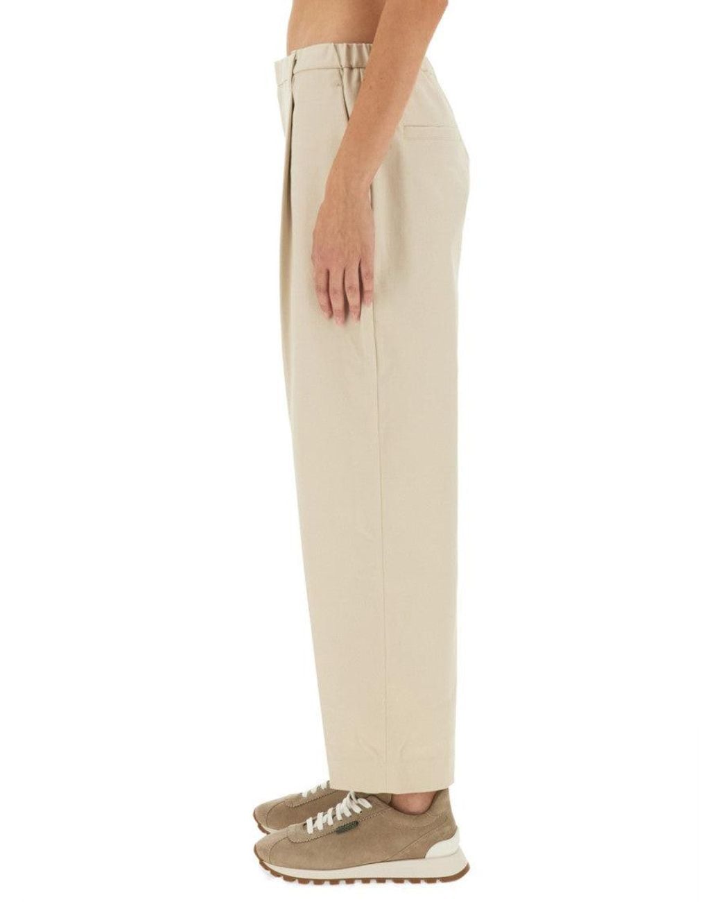 Brunello Cucinelli Natural Tapered Pleated Pant