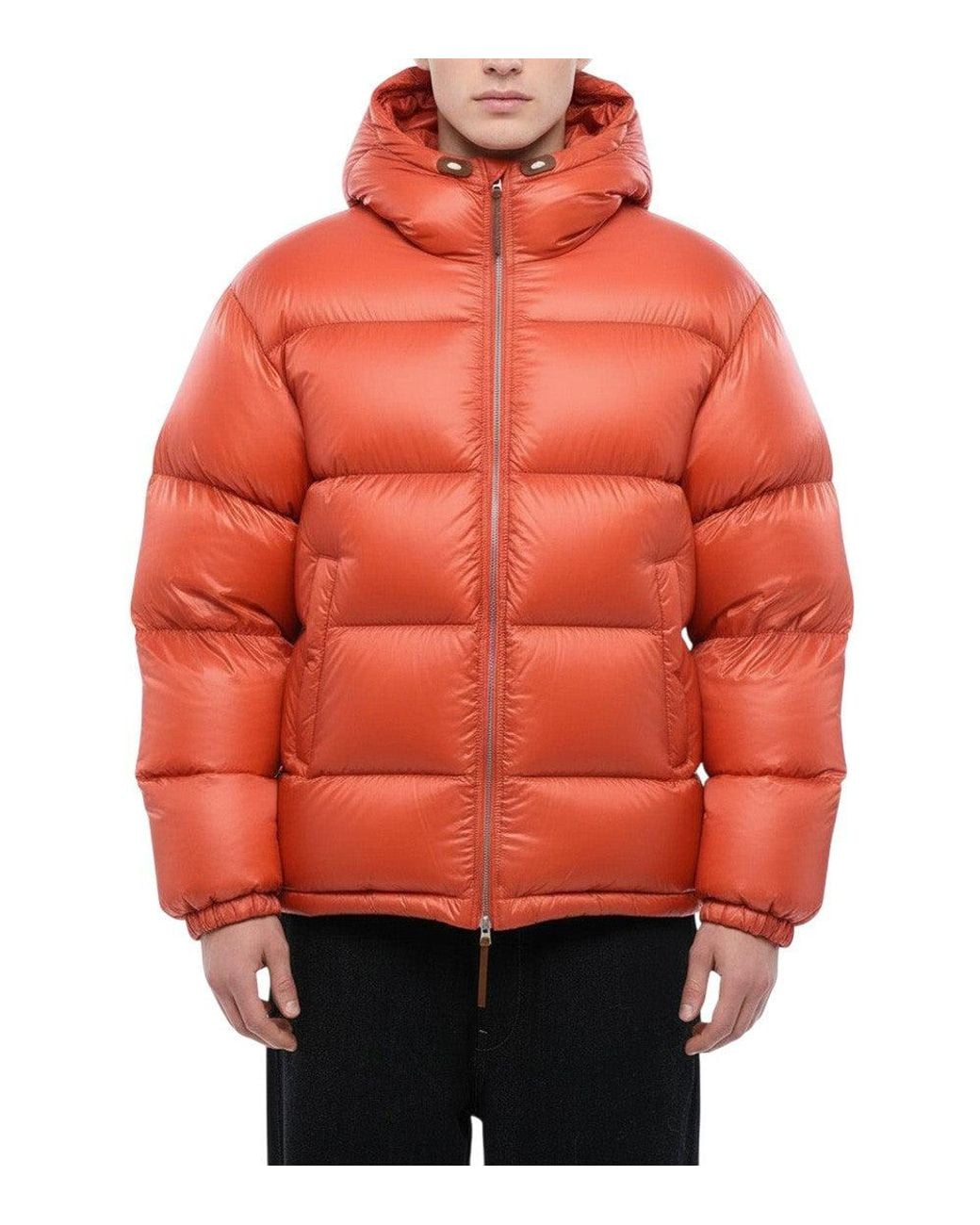 Jil Sander Red Quilted Hood Jacket for men