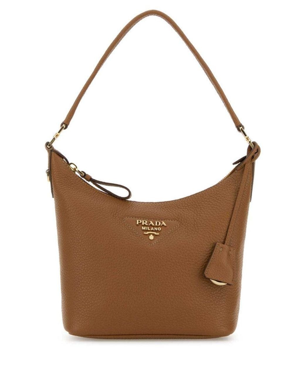 Prada Brown Logo Mini Hobo