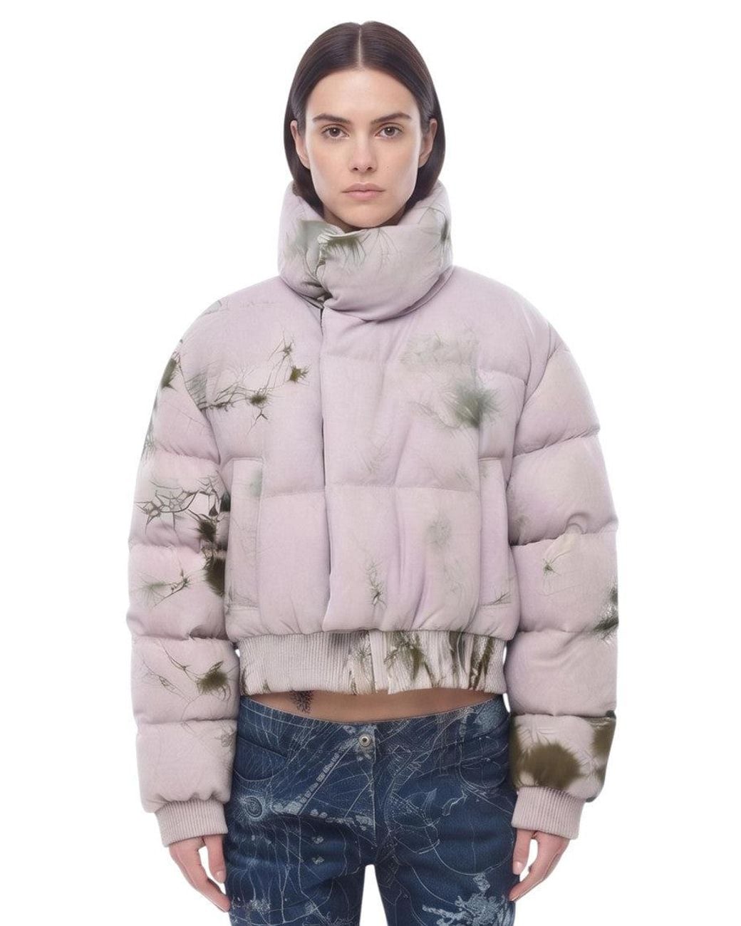 Off-White c/o Virgil Abloh Gray Floral Mock Collar Jacket