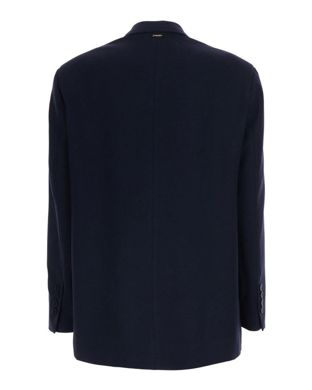 Twinset Blue Solid Peaked Lapel Blazer
