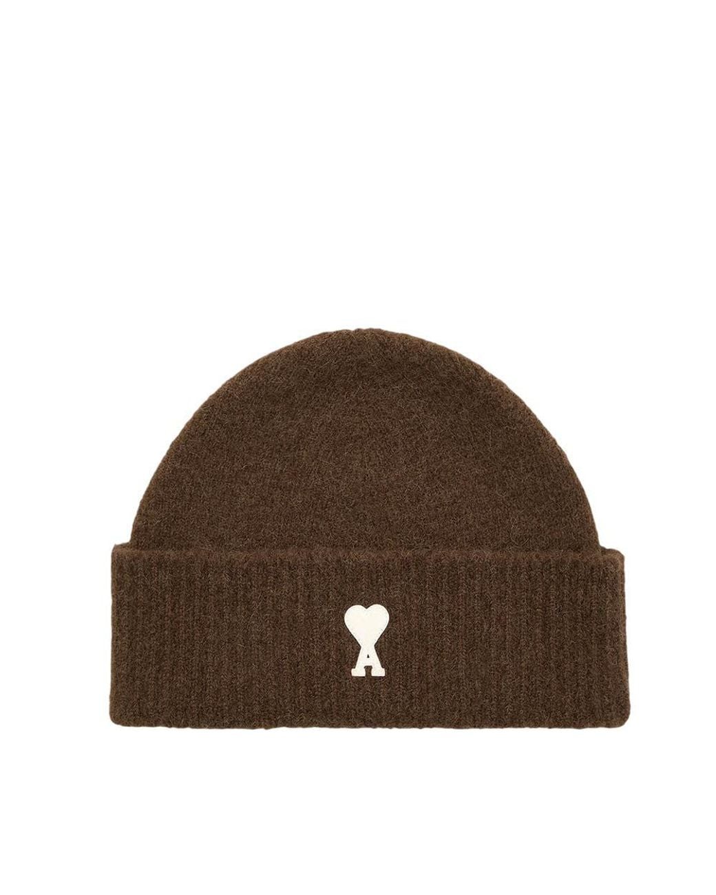 AMI Brown Logo Beanie Cap for men