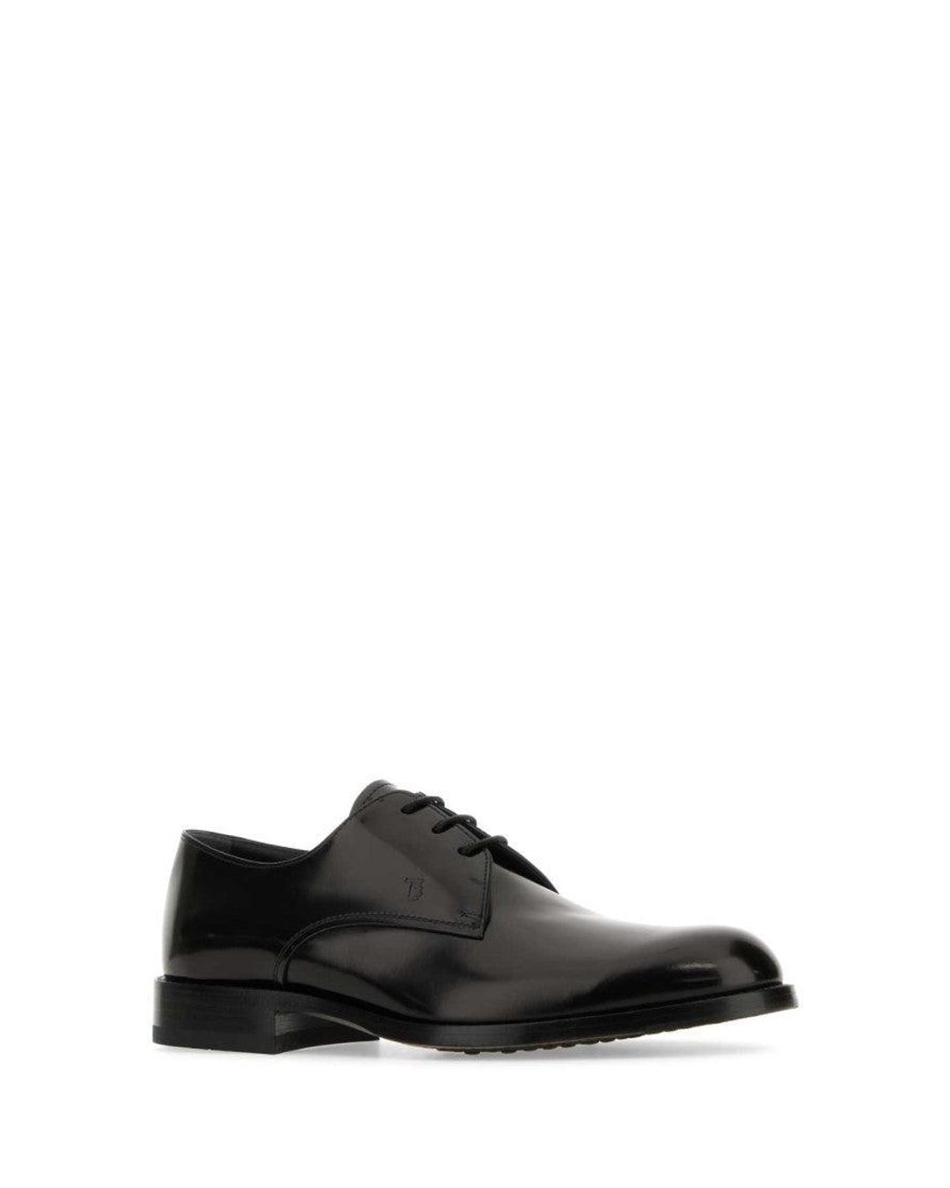 Tod's Black Leather Lace Up Shoes for men