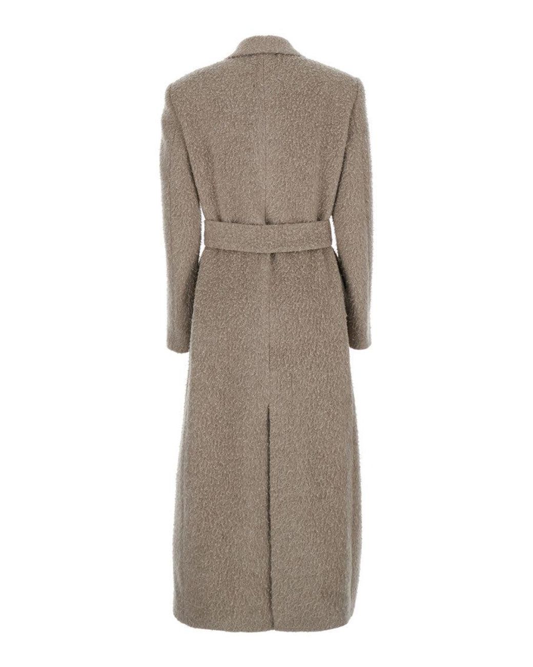 Golden Goose Deluxe Brand Natural Double-Breasted Coat With Classic Lapels And Belt