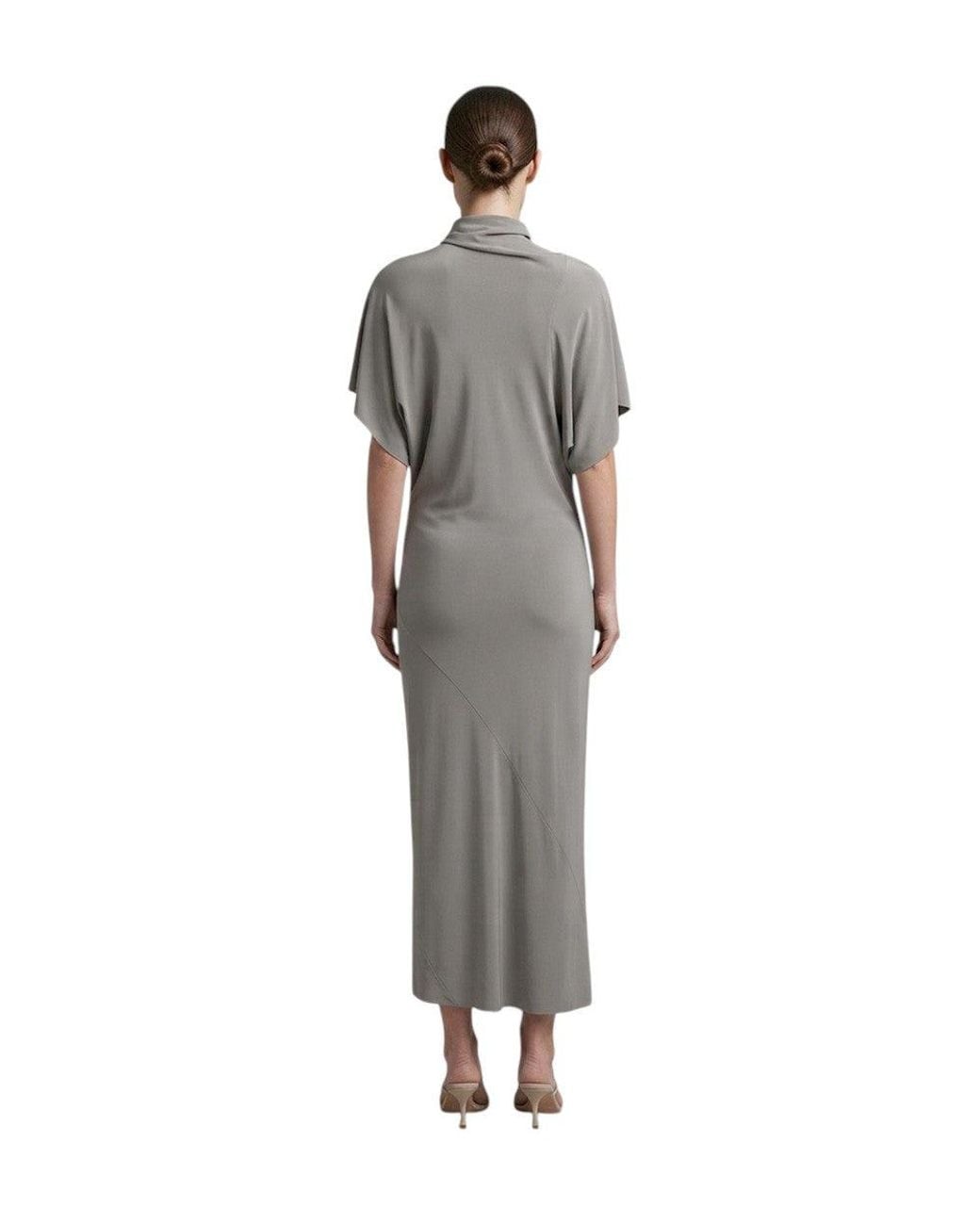 Rick Owens Gray Turtle Neck Midi Dress