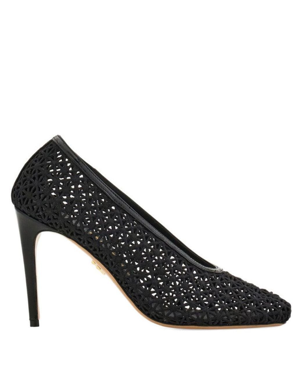Ferragamo Black Macramé Pumps