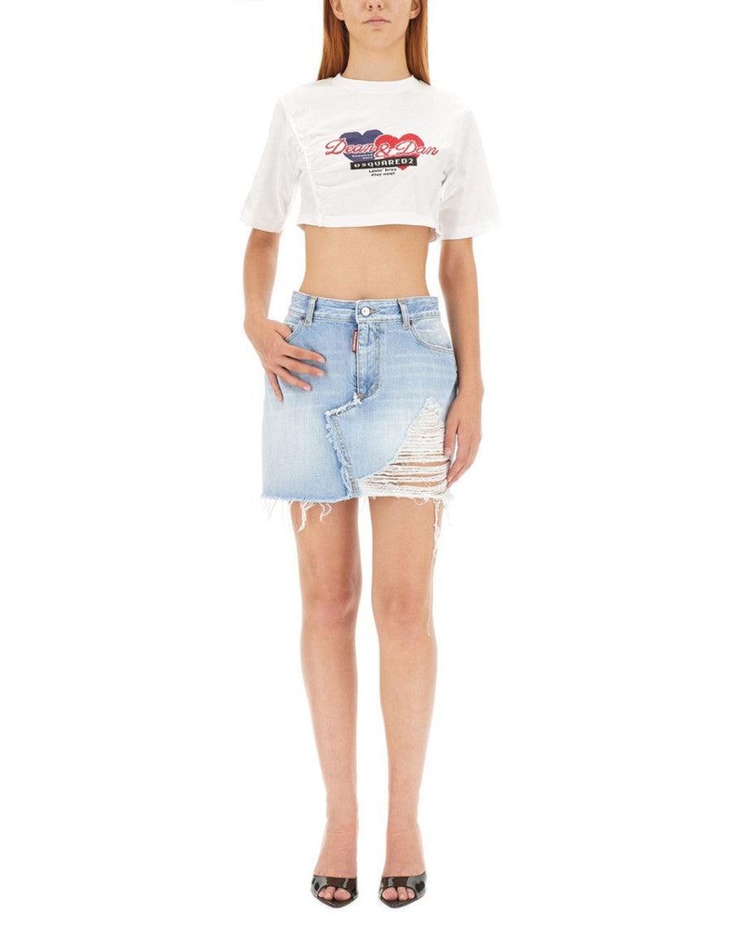 DSquared² White Graphic Crew Neck T-Shirt