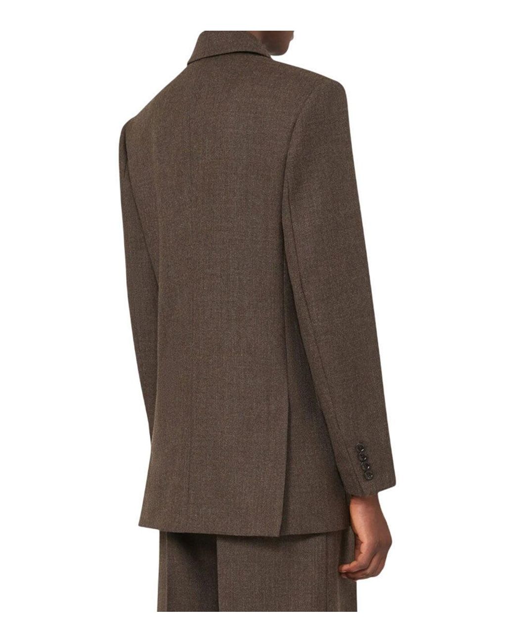 Max Mara Brown Solid Peaked Lapel Blazer
