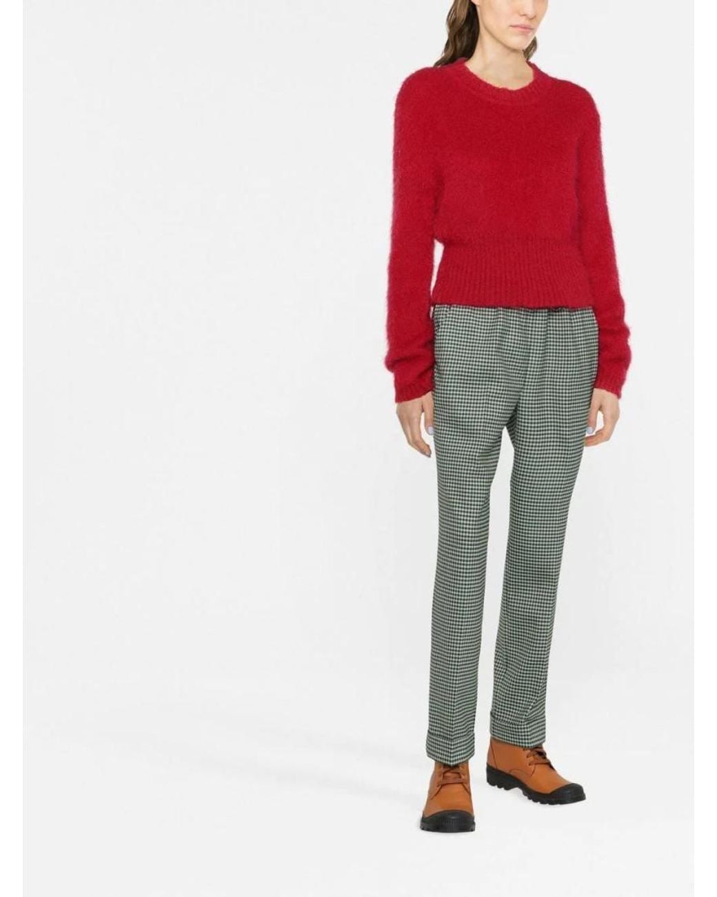 P.A.R.O.S.H. Gray Fine-Check Tapered Cropped Trousers