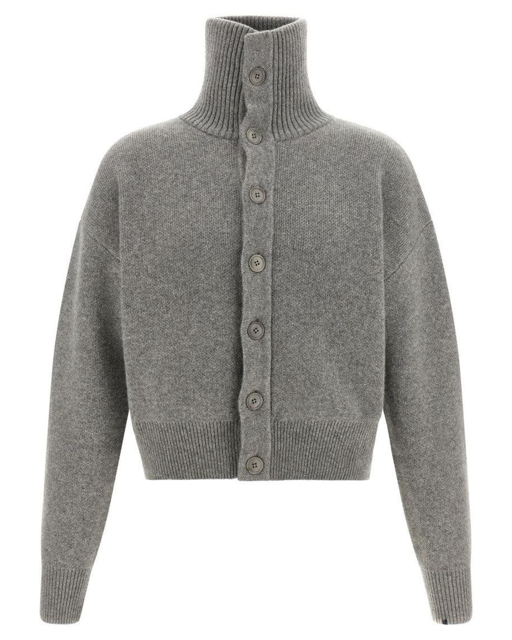 Extreme Cashmere Gray Turtle Neck Cardigan for men