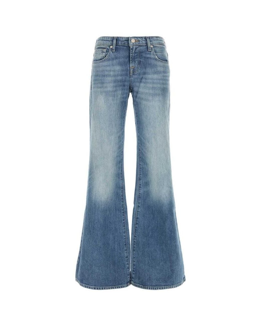 7 For All Mankind Blue Light Flared Low Rise Jeans