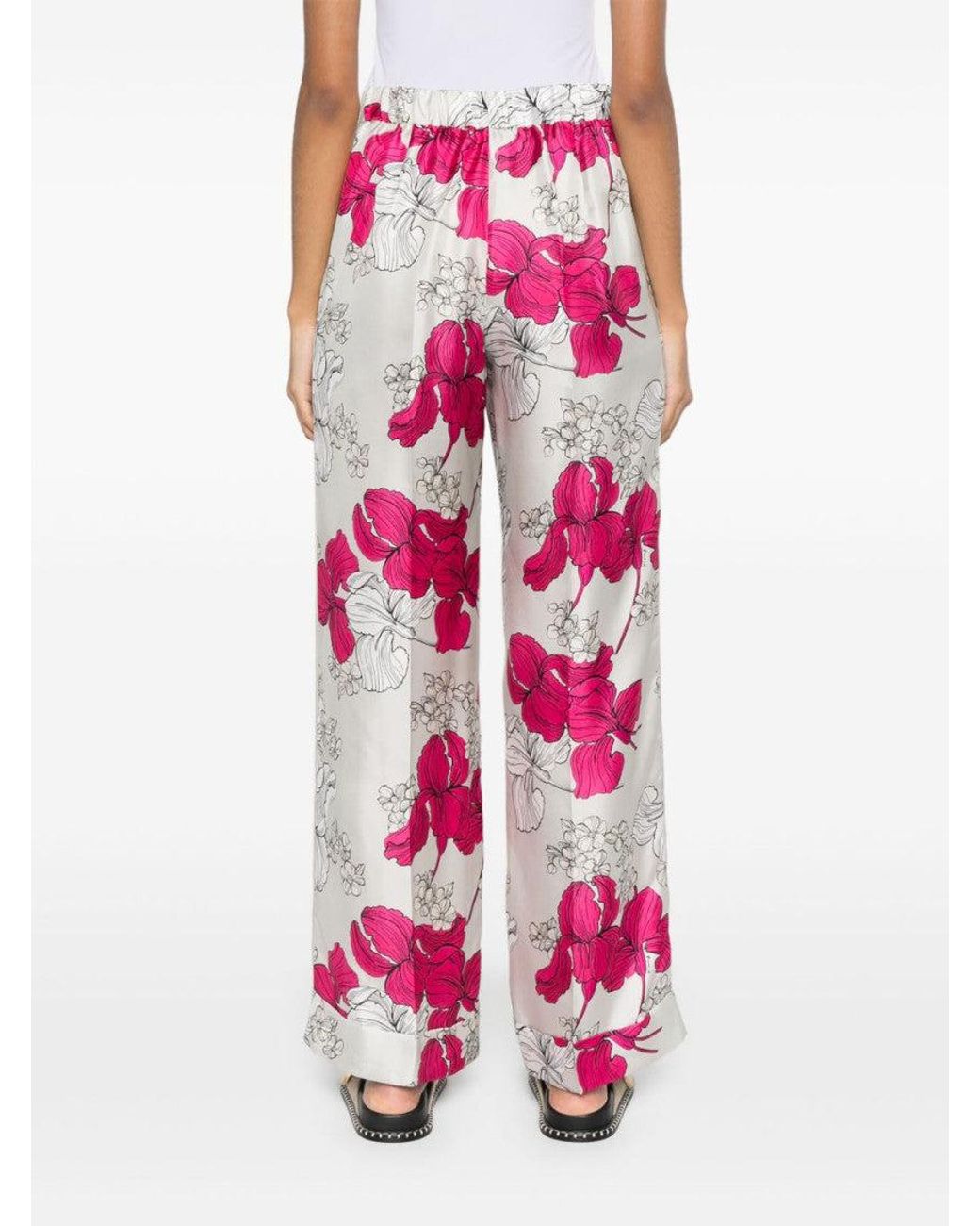P.A.R.O.S.H. Pink Relaxed Floral Print Serenella Trousers