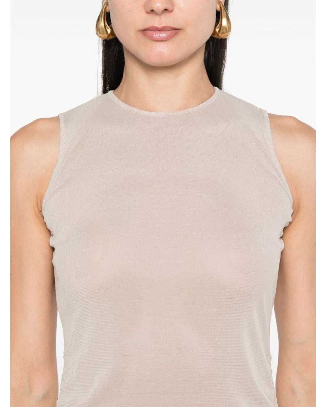 Saint Laurent Natural Stretch Tulle Short Dress