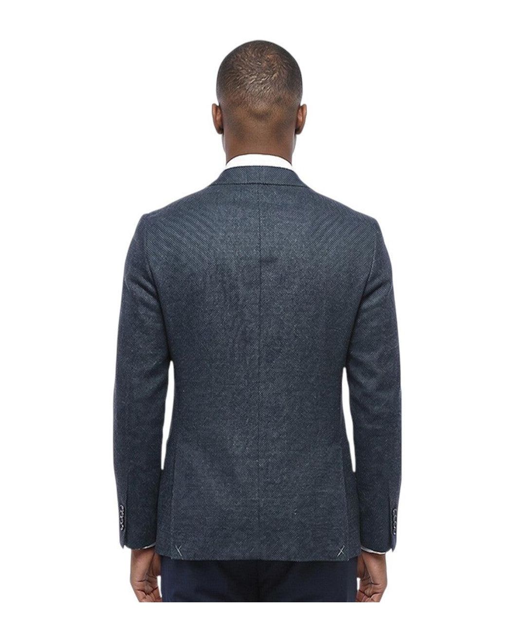 Corneliani Blue Peaked Lapel Blazer for men