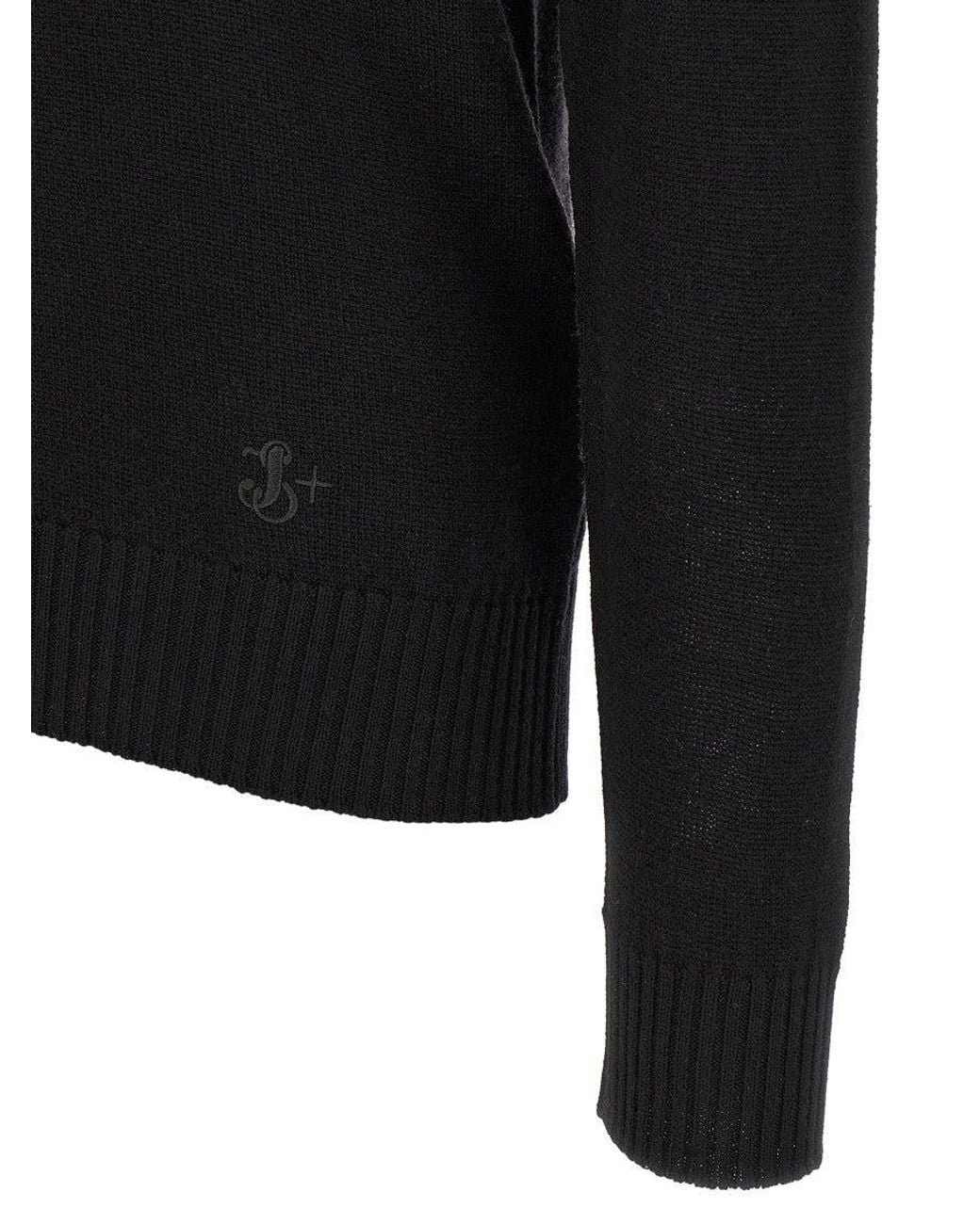 Jil Sander Black Logo Embroidery Sweater for men