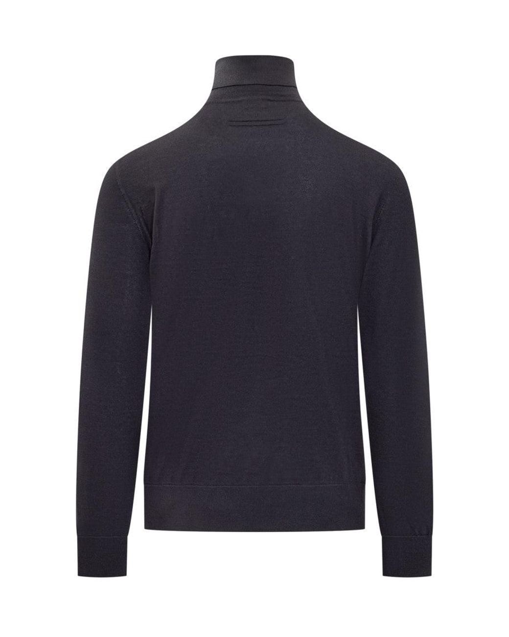 Zegna Blue Dark Solid Sweaters for men