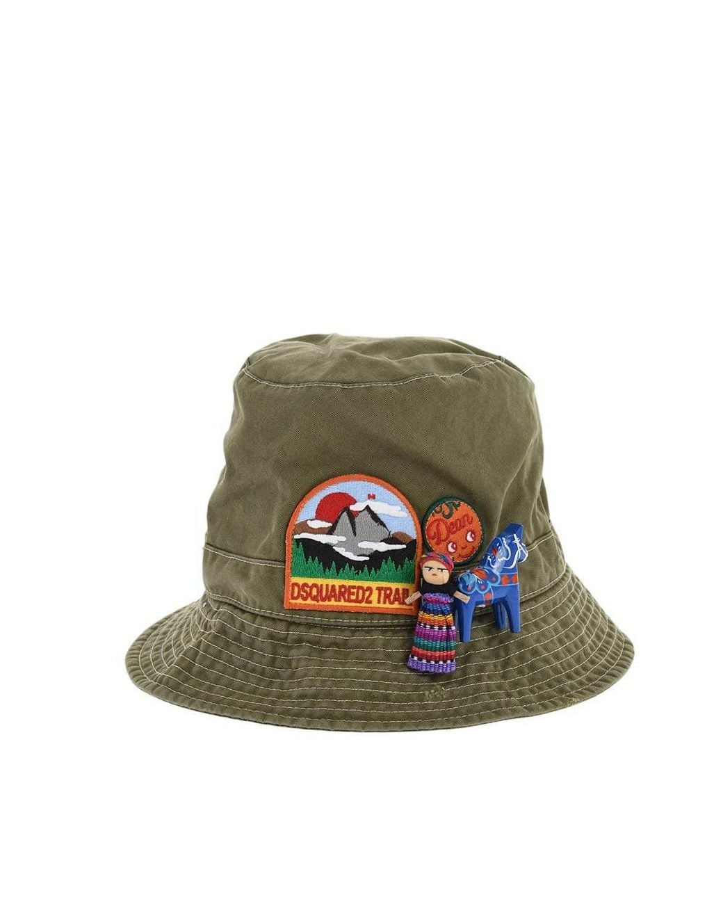 DSquared² Green Embroidered Logo Bucket Hat for men