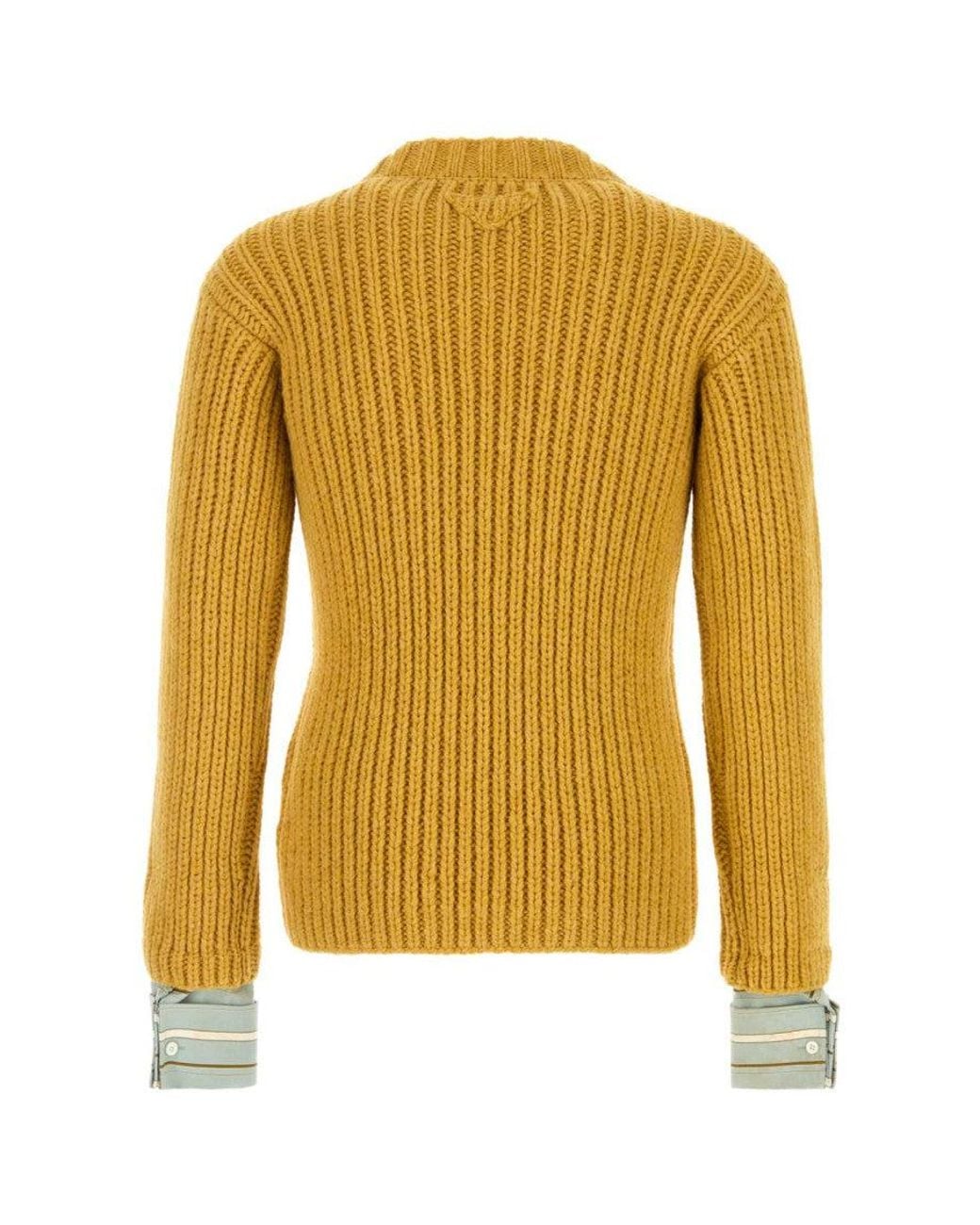 Prada Yellow Crew Neck Sweater for men