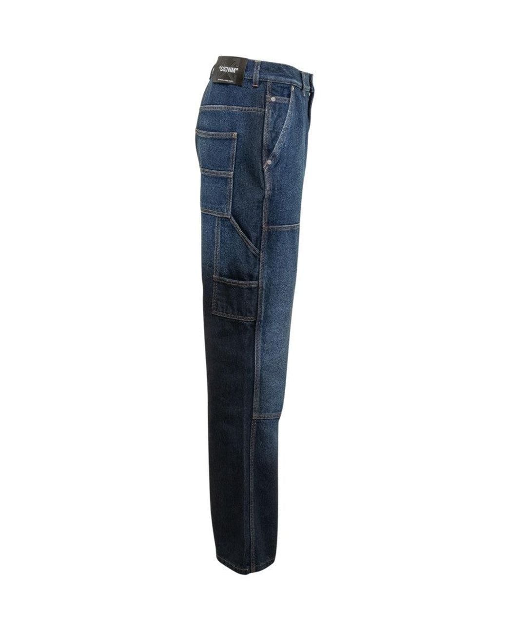 Off-White c/o Virgil Abloh Blue Relaxed High Rise Jeans for men
