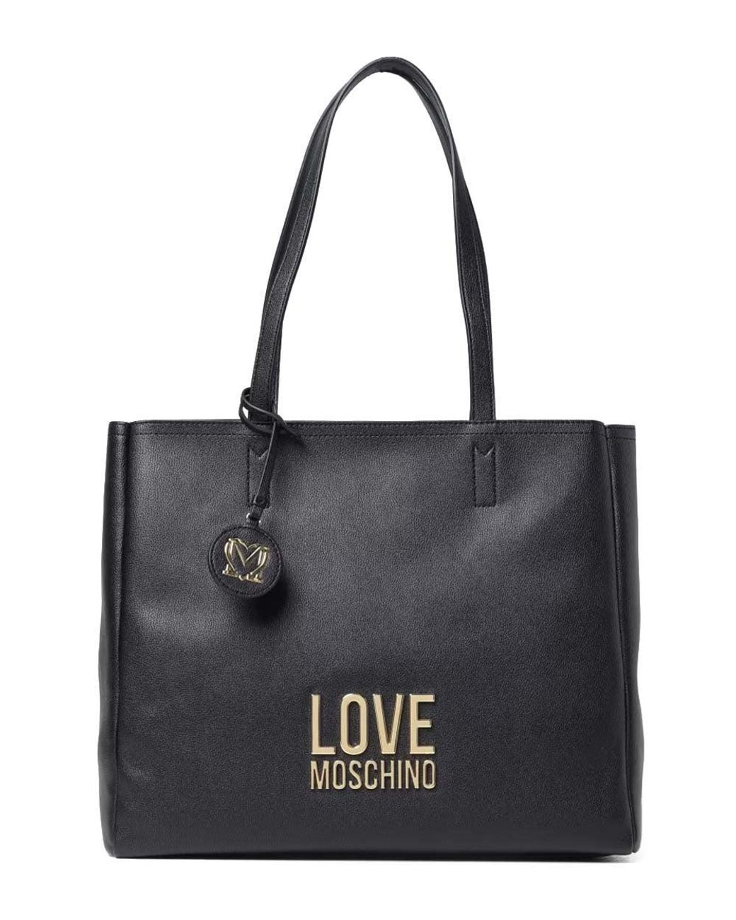 Love Moschino Black Logo Plaque Large Tote