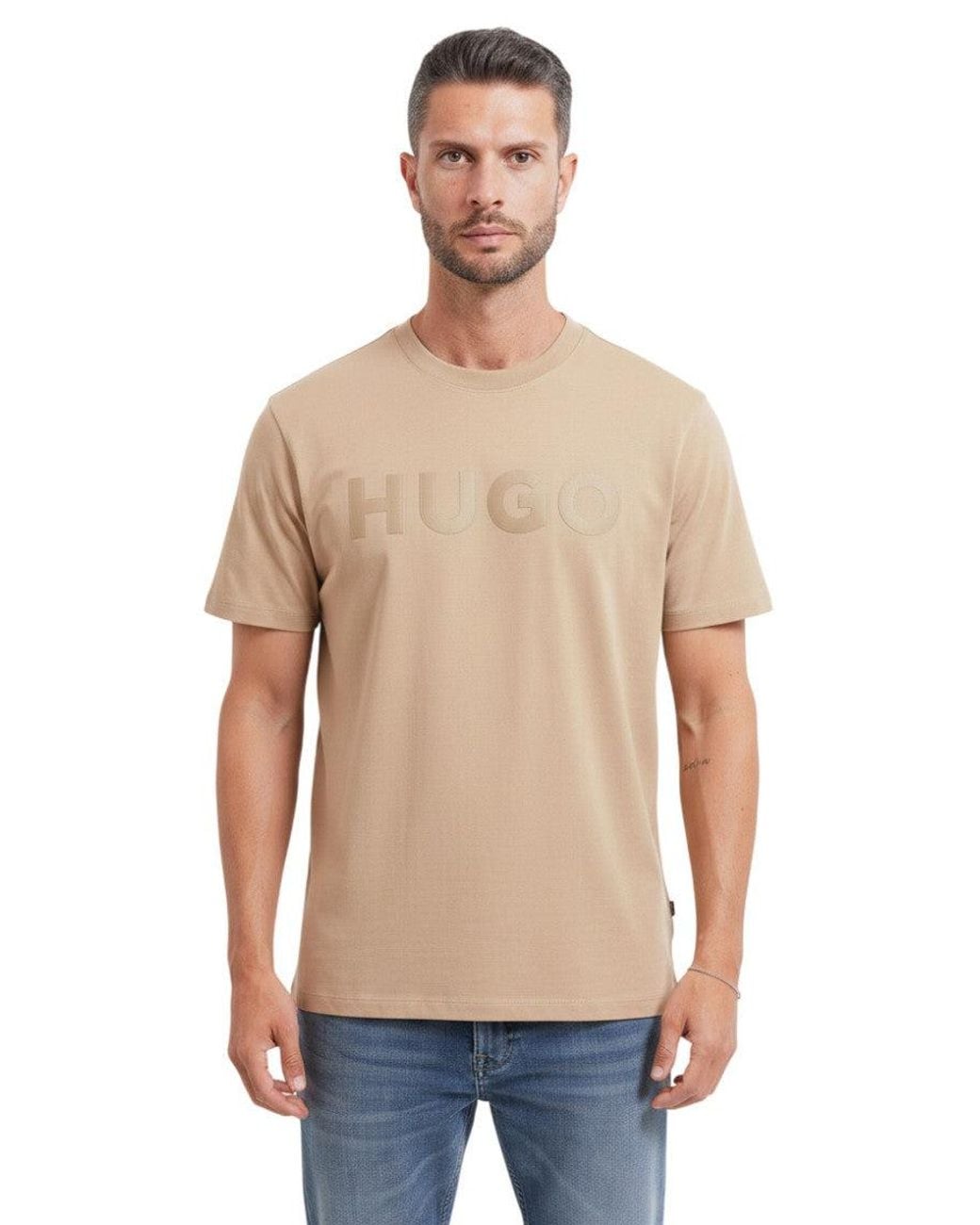 HUGO Blue Logo Crew Neck T-Shirt for men