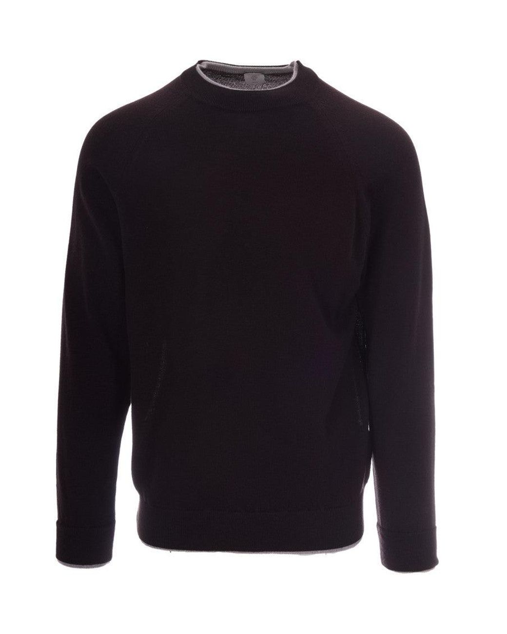 Eleventy Blue Burgundy Wool Sweater With Contrasting Double-Layered Details for men