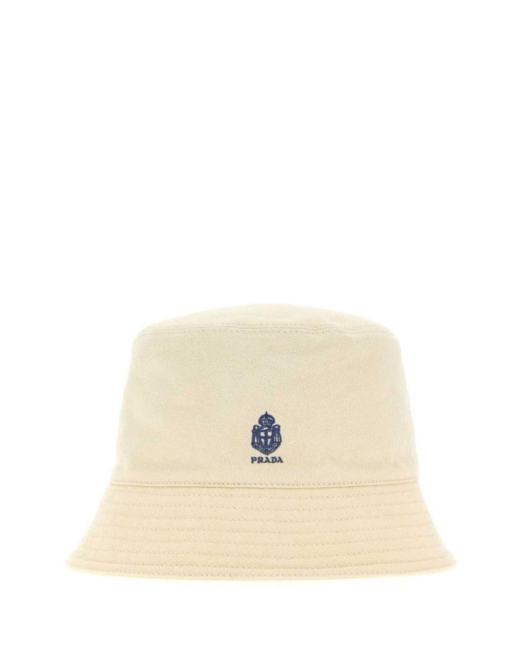 Prada Natural Logo Textured Bucket Hat for men