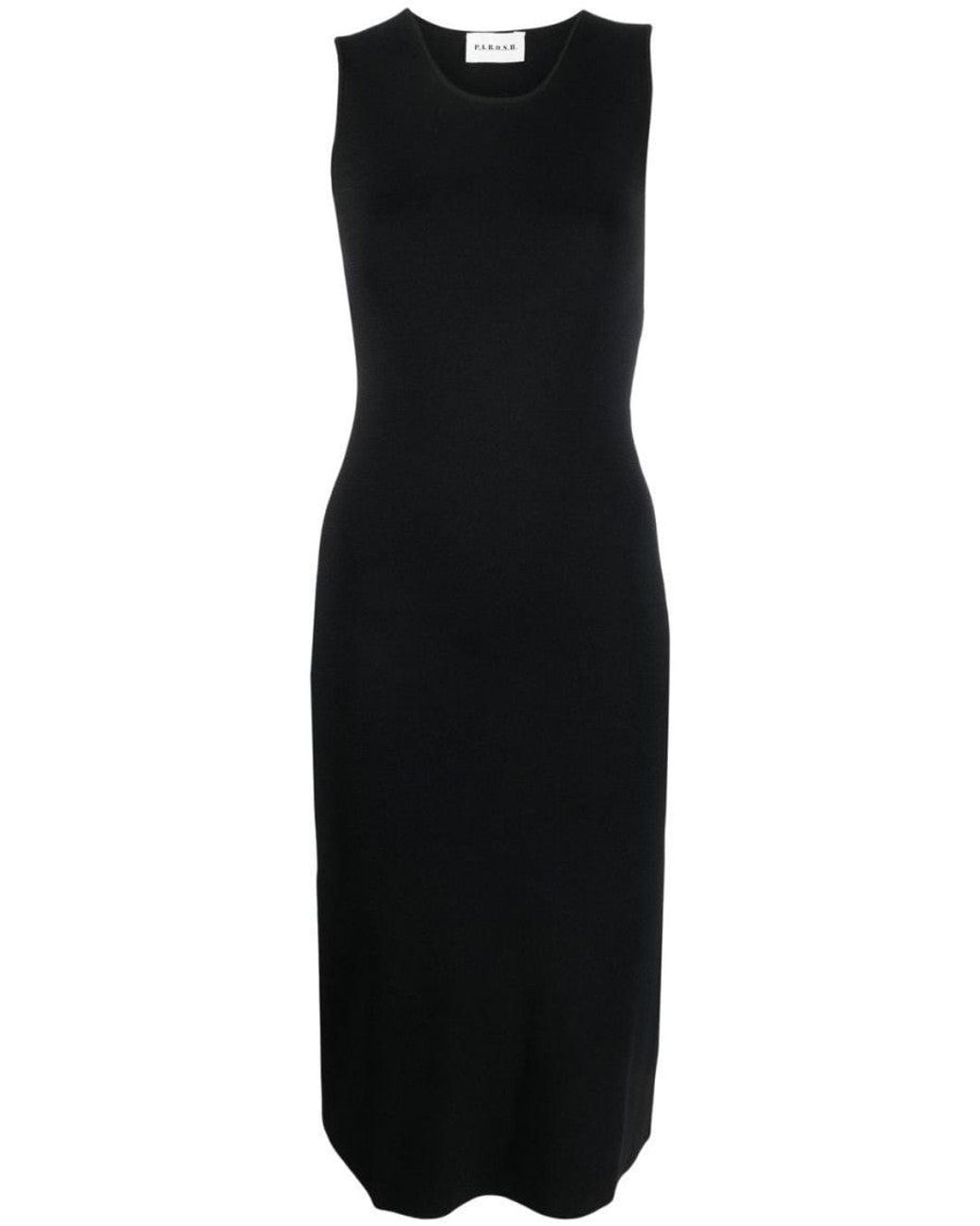 P.A.R.O.S.H. Black Knitted Midi Dress