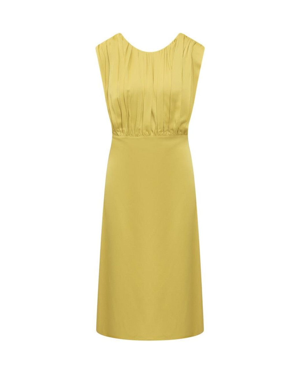 Jil Sander Yellow Round Neck Midi Dress