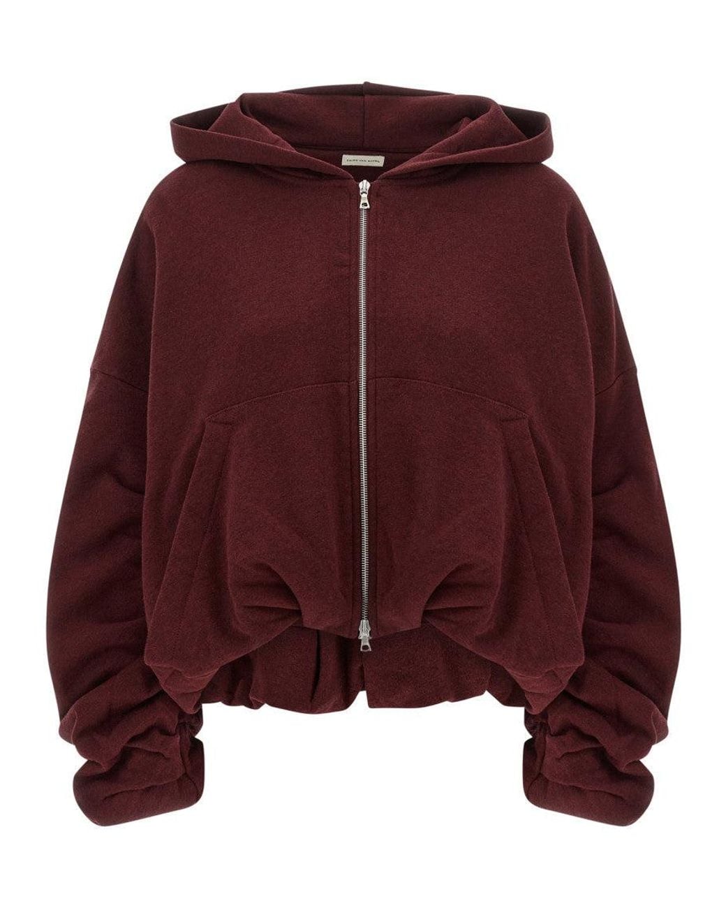 Dries Van Noten Red Solid Zip Up Hoodie