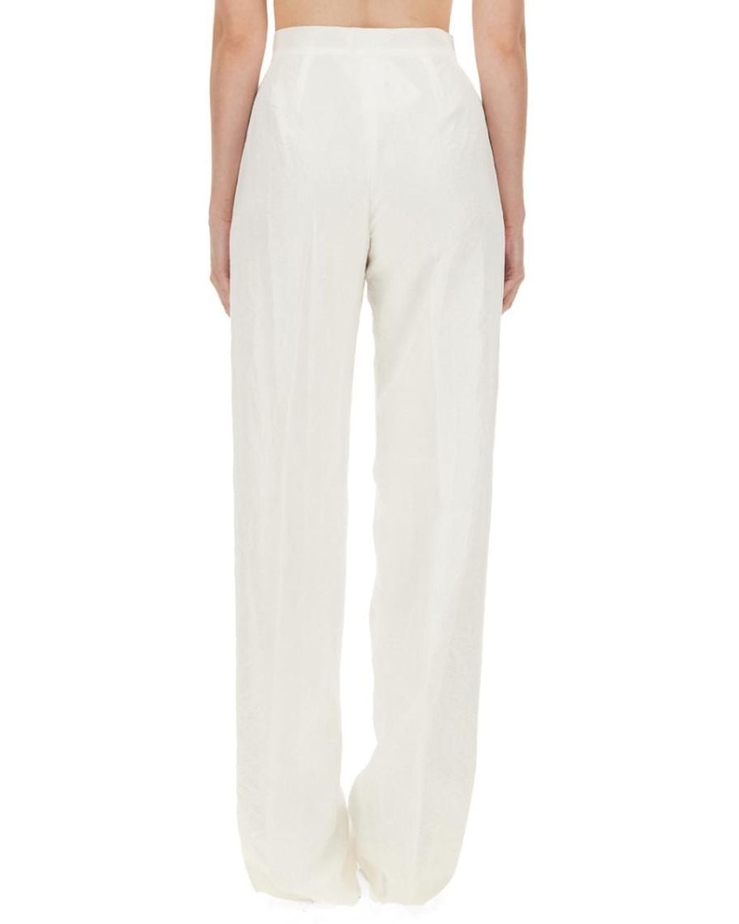Max Mara White Straight Flat Front Pant
