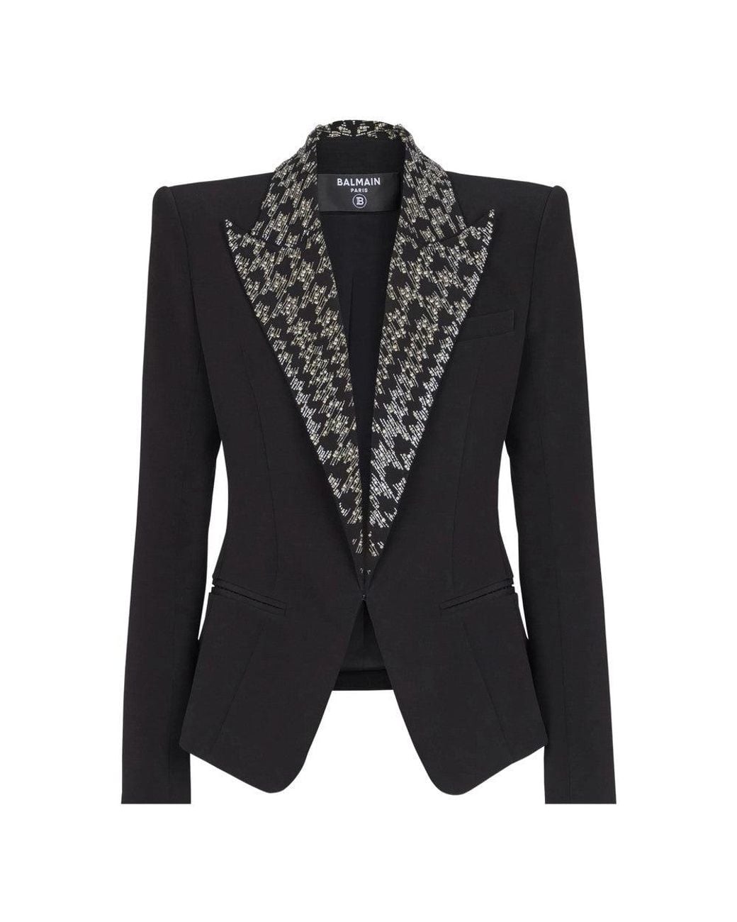 Balmain Black Embroidered Peaked Lapel Blazer