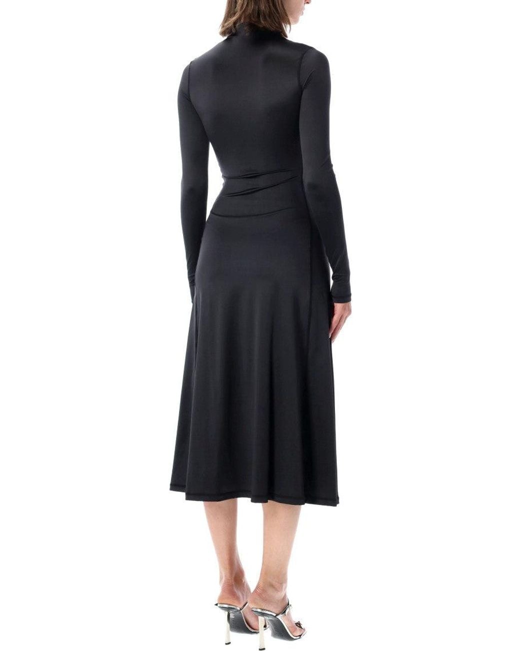 DIESEL Black Mock Collar Midi Dress