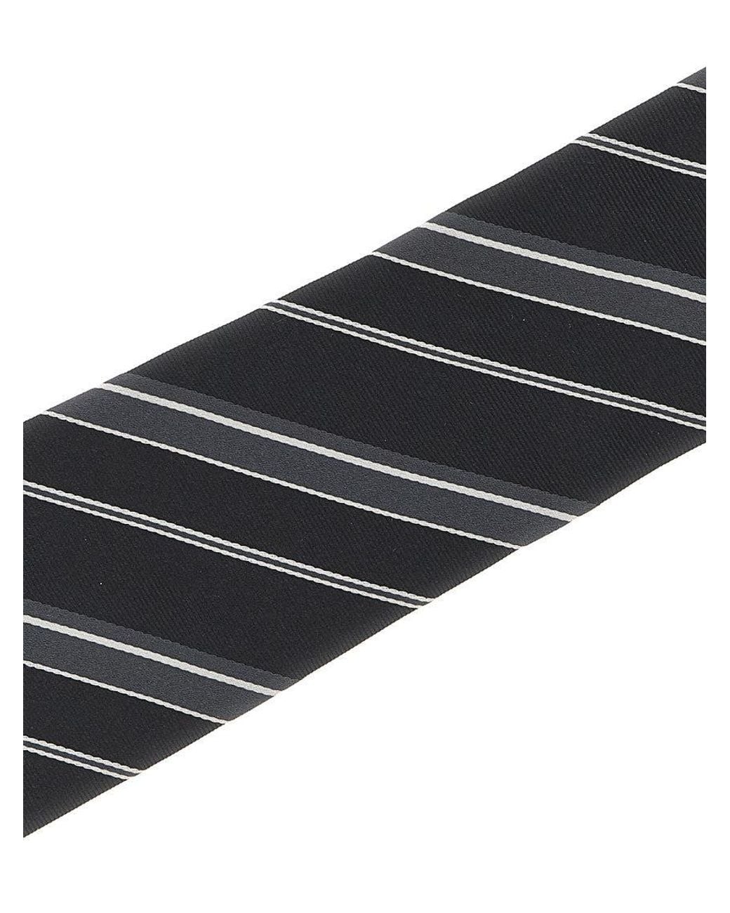 Tom Ford Black Diagonal Striped Tie for men
