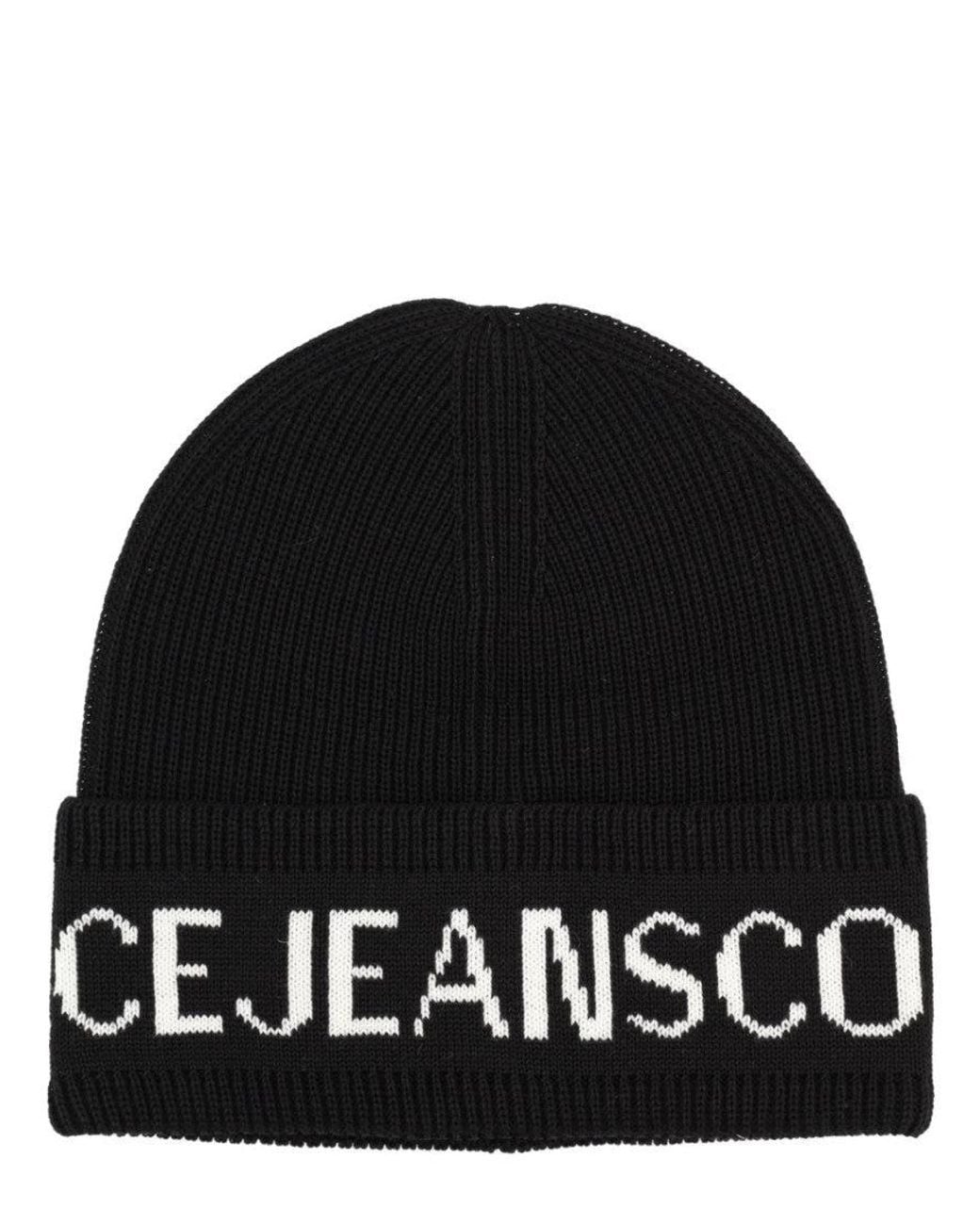 Versace Jeans Couture Black Logo Beanies Hat for men