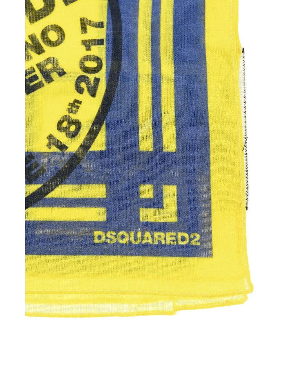 DSquared² Yellow Logo Printed Scarf for men