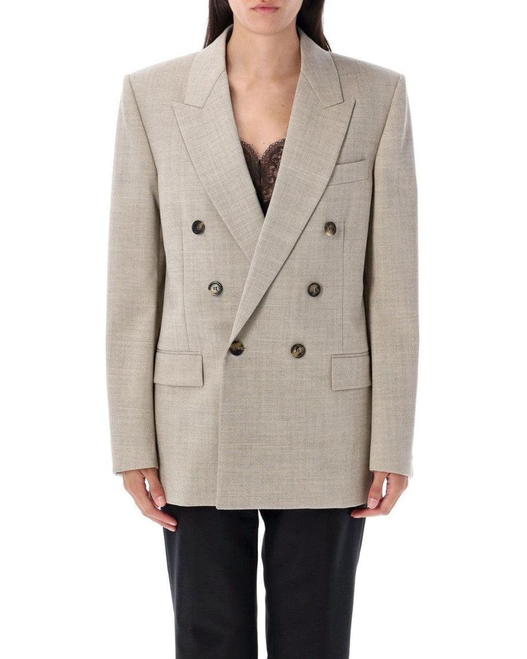 Saint Laurent Gray Cappuccino Wool Blazer