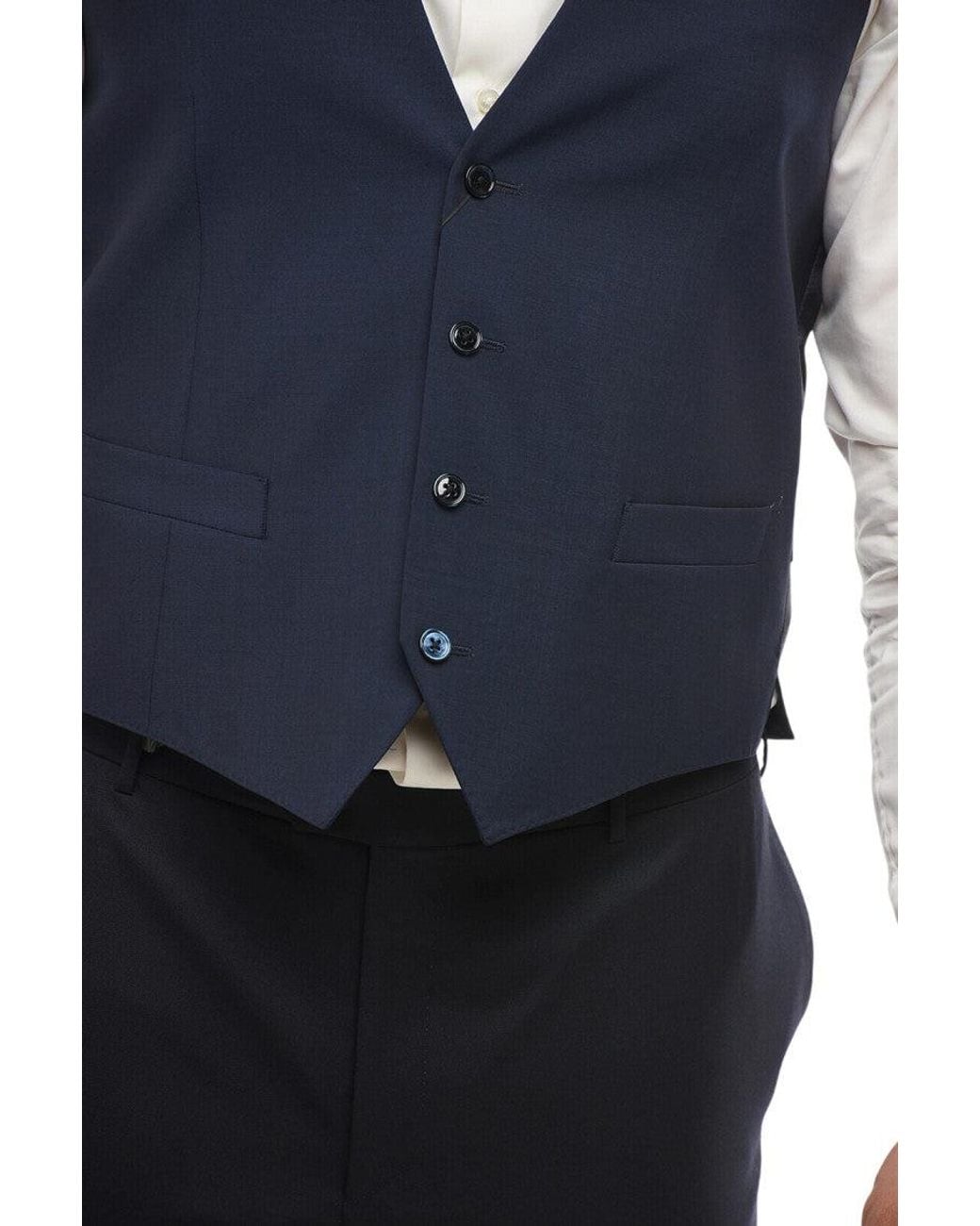 Corneliani Blue Solid V Neck Waistcoat for men