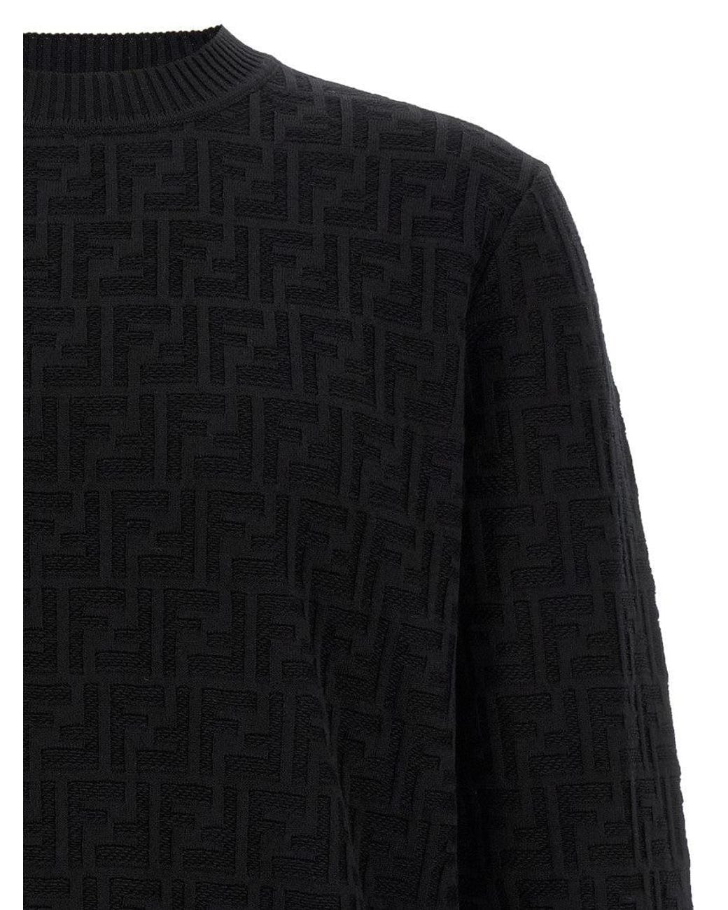 Fendi Black Ff Jacquard Sweater for men
