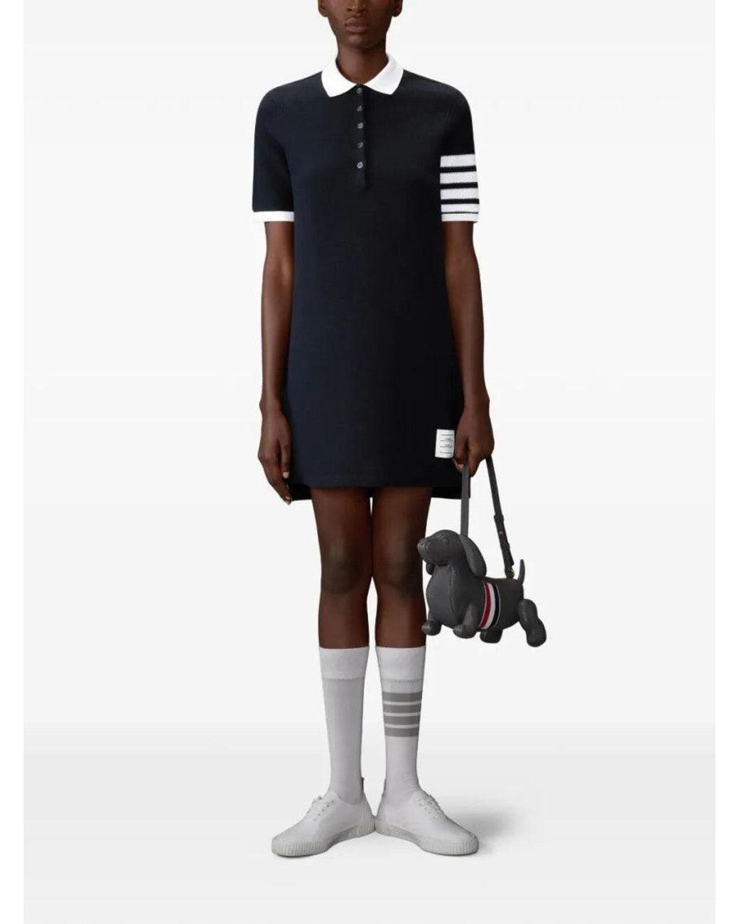 Thom Browne Blue 4-Bar Cotton Piqué Polo Dress