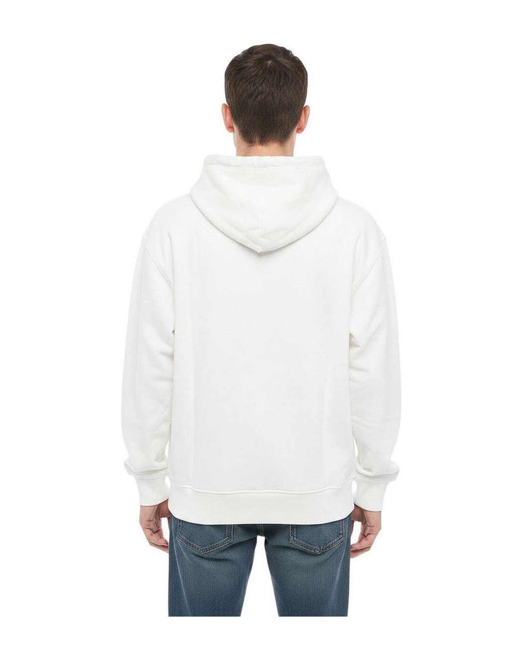 DIESEL White Graphic Logo Hoodie for men