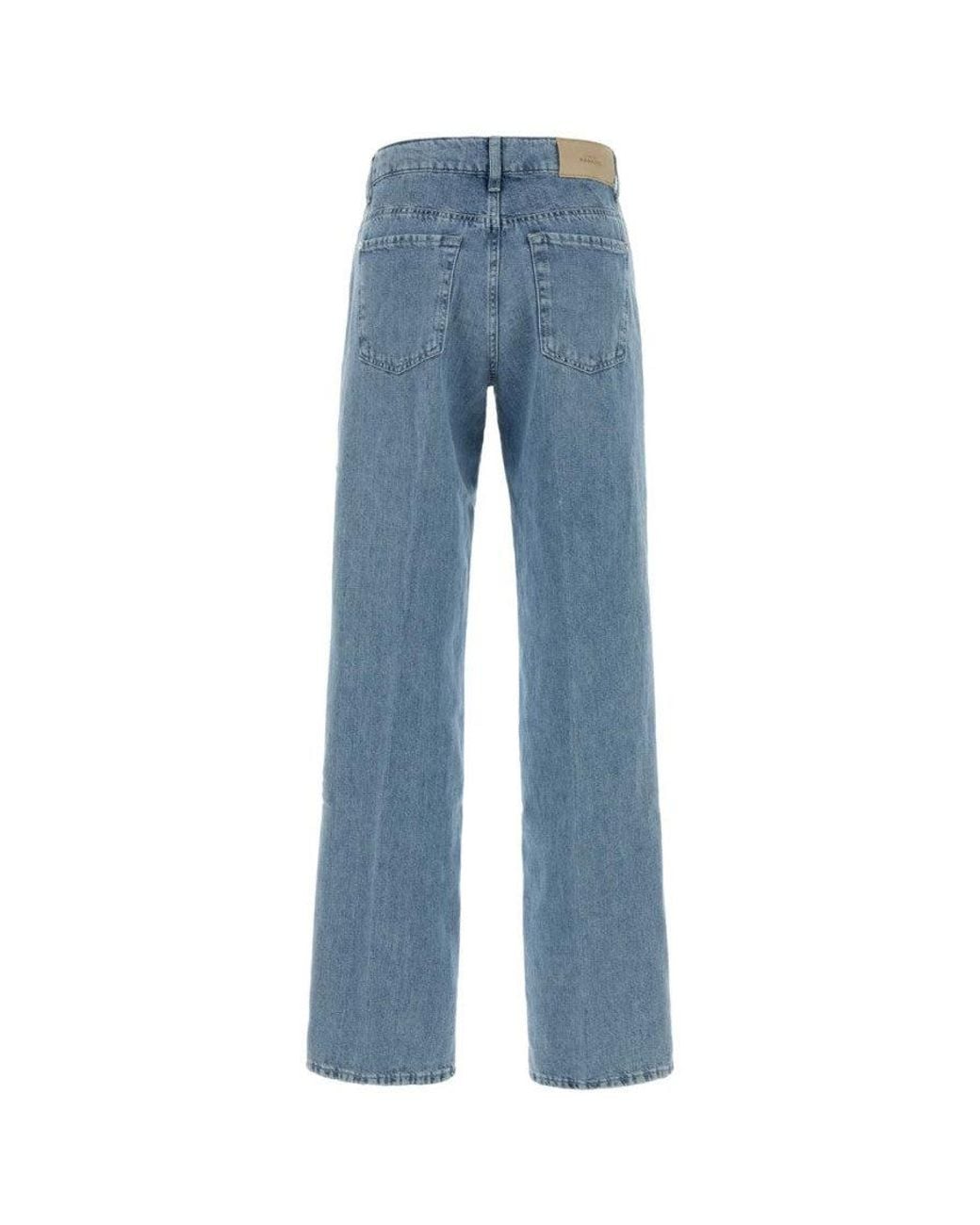 7 For All Mankind Blue Straight High Rise Jeans