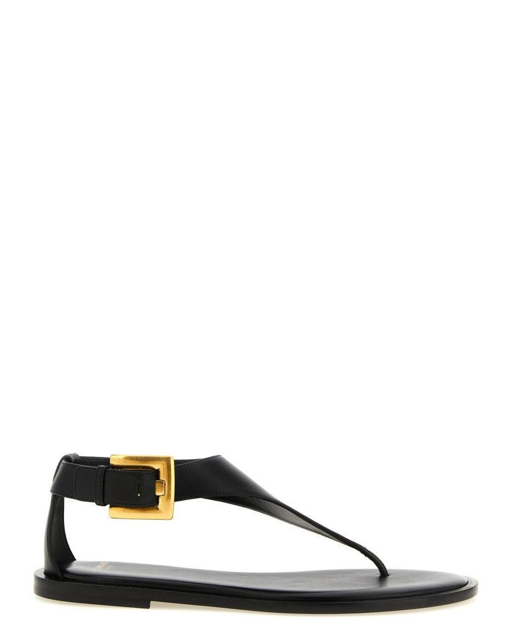Balmain Brown Leather Sandals